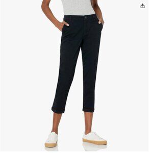 NEW Women's Mid-Rise Slim-Fit Stretchy Cropped Tapered Leg Khaki Pants - Black